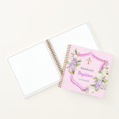Gästebuch Taufe Wappen Rosa Blume Mädchen Notizblock (Innenseite)