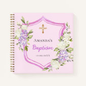 Gästebuch Taufe Wappen Rosa Blume Mädchen Notizblock (Vorderseite)