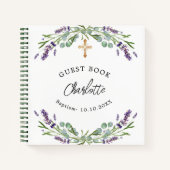 Gästebuch Taufen lavender violet eucalyptus Notizblock (Vorderseite)
