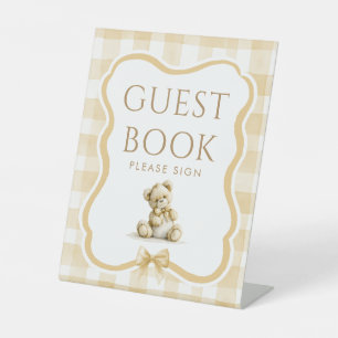 Gästebuch-Teddybär-Baby-Shower-Tischschild Sockelschild