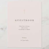 Gästebuch-Tischschild 'Grace Blush Minimal Cross' (Vorderseite)