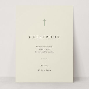 Gästebuch-Tischschild 'Grace Sage Minimal Cross'