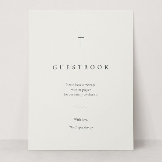Gästebuch-Tischschild 'Grace Stone Minimal Cross'