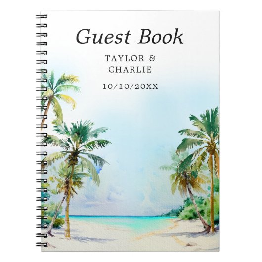 Gästebuch Tropical Beach Hochzeit in Urlaubsort Notizblock (Vorderseite)