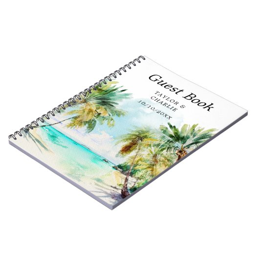Gästebuch Tropical Beach Hochzeit in Urlaubsort Notizblock (Linke Seite)