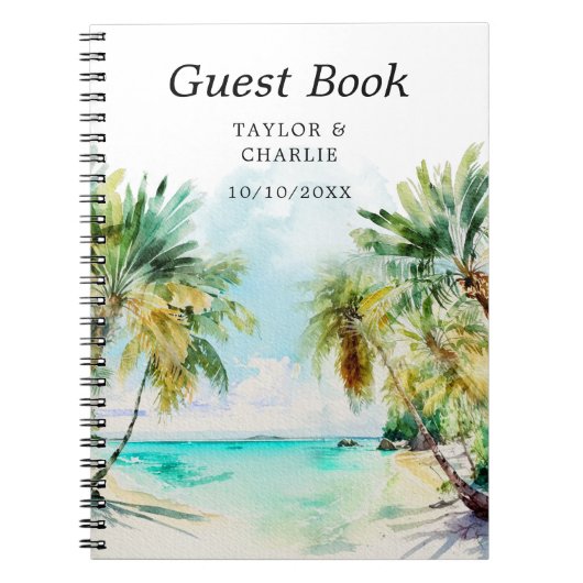 Gästebuch Tropical Beach Hochzeit in Urlaubsort Notizblock (Vorderseite)