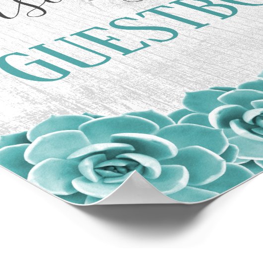 Gästebuch Unterschreiben rustikale Sukkulenten Blü (Ecke)