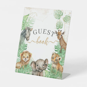 Gästebuch von Safari animal Tropical Baby Shower Sockelschild