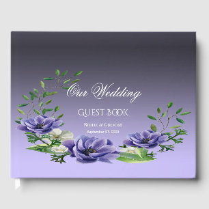 Gästebuch Wasserfarbe Purple Blumen