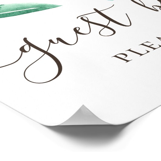 Gästebuch. Wasserfarbene Waldhochzeit Poster (Ecke)