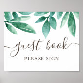 Gästebuch. Wasserfarbene Waldhochzeit Poster (Vorne)