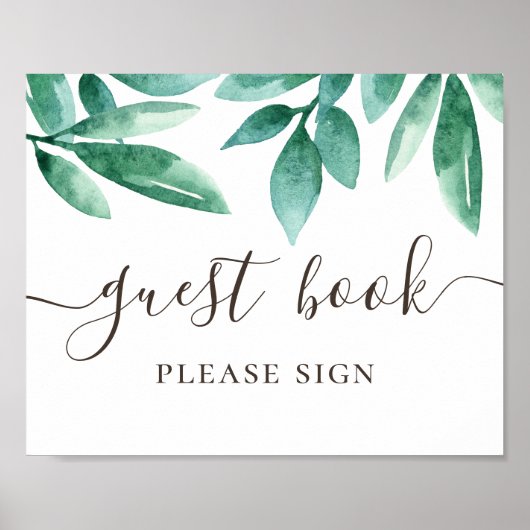 Gästebuch. Wasserfarbene Waldhochzeit Poster (Vorne)