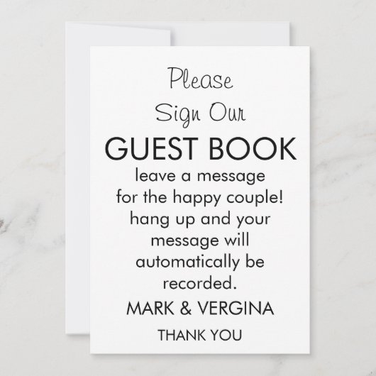 Gästebuch Wedding Audio Einladung (Vorderseite)