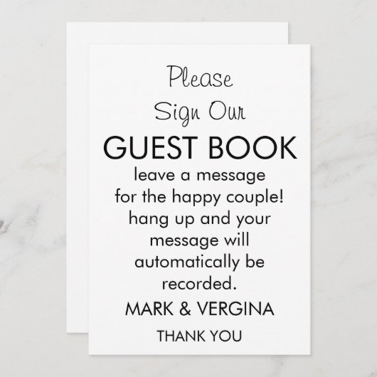 Gästebuch Wedding Audio Einladung (Vorne/Hinten)