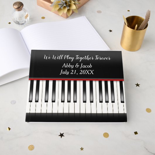 Gästebuch Wedding Piano Keyboard (Vorderseite Offen)