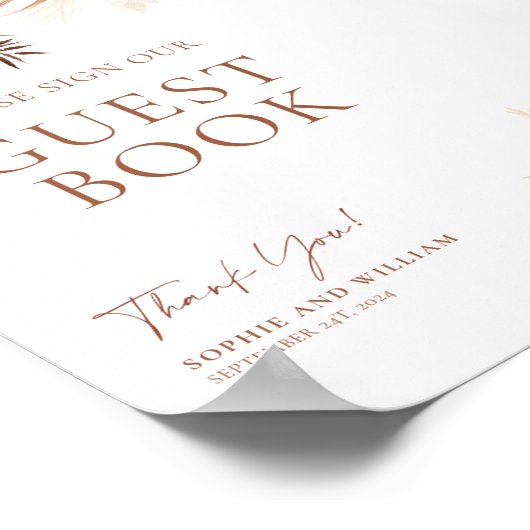 Gästebuch Wedding Sign Boho Pampas Terracotta (Ecke)