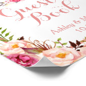 Gästebuch Wedding Sign | Trendy Rose Gold Floral (Ecke)