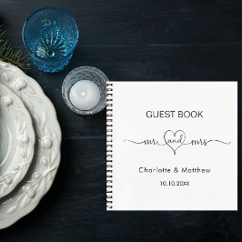 Gästebuch weiß mr mrs Herz-Drehbuch Hochzeit Notizblock