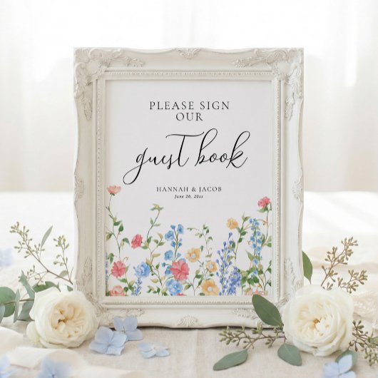 Gästebuch-Wildblumen-Hochzeitsschild Poster