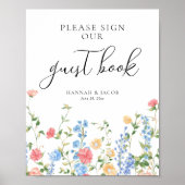 Gästebuch-Wildblumen-Hochzeitsschild Poster (Vorne)