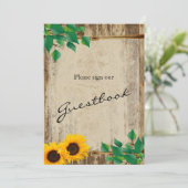 Gästebuch Zeichen - Rustikales Barnholz Sonnenblum (Stehend Vorderseite)