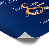 Gästebuch Zeichen Schöne Orange Rose / Navy Blue (Ecke)