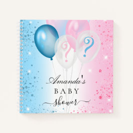 Gästebuch zeigt Babydusche blau pink Notizblock