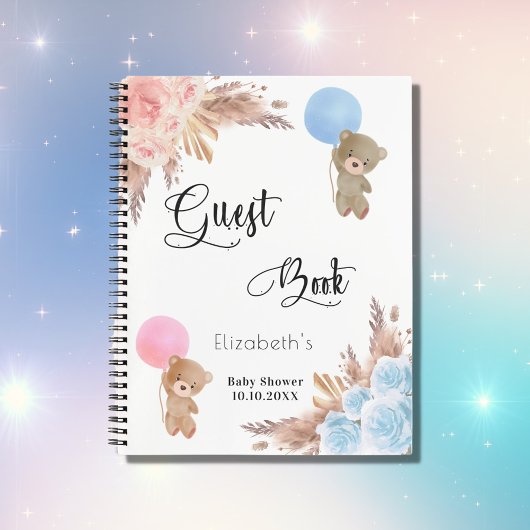 Gästebuch zeigt Pampas-Gras-Babydusche Notizblock