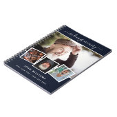 Gästebuchbeerdigung Foto Collage Blue Memorial Notizblock (Linke Seite)