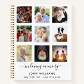 Gästebuchbeerdigung Foto Collage White Memorial Notizblock (Vorderseite)