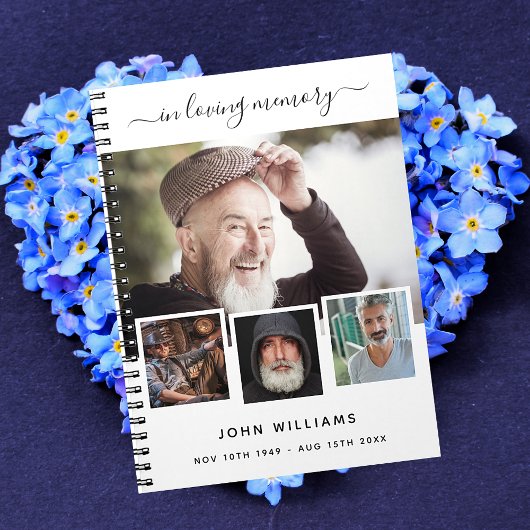 Gästebuchbeerdigung Foto Collage White Memorial Notizblock