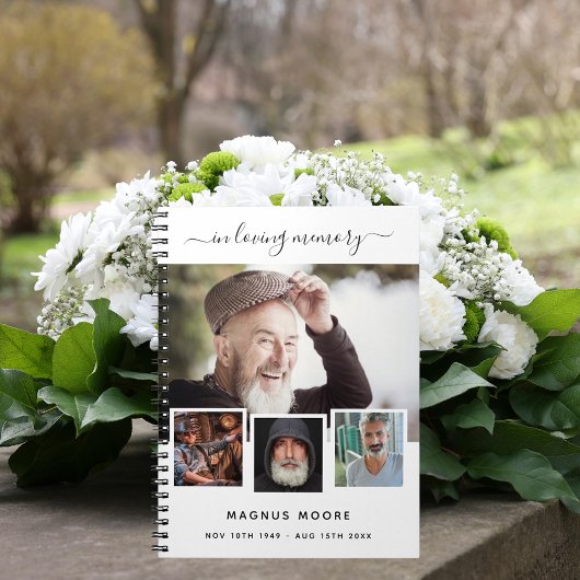 Gästebuchbeerdigung Foto Collage White Memorial Notizblock