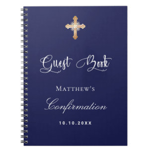 Gästebuchbestätigung blau weiß notizblock