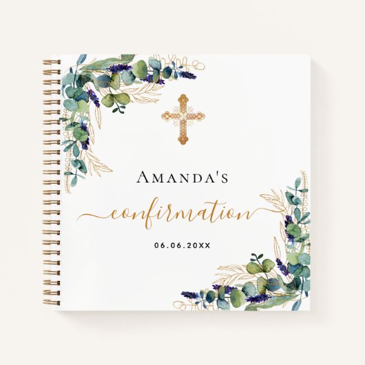 Gästebuchbestätigung Eukalyptus grün Kreuz Notizblock (Vorderseite)