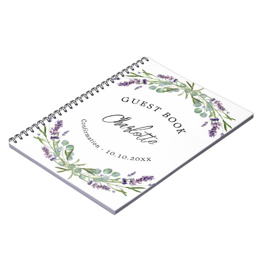 Gästebuchbestätigung lavender violet eucalyptus notizblock (Linke Seite)