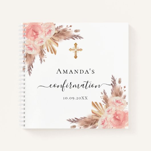 Gästebuchbestätigung Pampas Gras Rose rot Notizblock (Vorderseite)