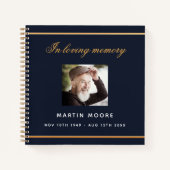 Gästebuchdenkmal Beerdigung blaues Foto Notizblock (Vorderseite)