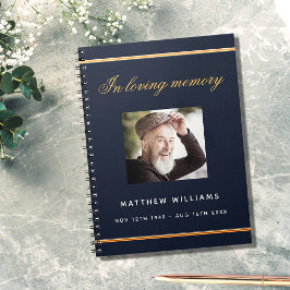 Gästebuchdenkmal Beerdigung blaues Foto Notizblock