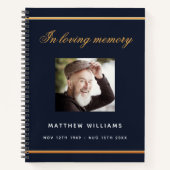 Gästebuchdenkmal Beerdigung blaues Foto Notizblock (Vorderseite)