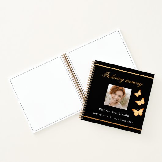 Gästebuchdenkmal-Beerdigung schwarzes Foto Notizblock (Innenseite)