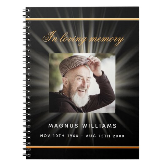 Gästebuchdenkmal-Beerdigung schwarzes Foto Notizblock (Vorderseite)