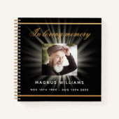 Gästebuchdenkmal-Beerdigung schwarzes Foto Notizblock (Vorderseite)