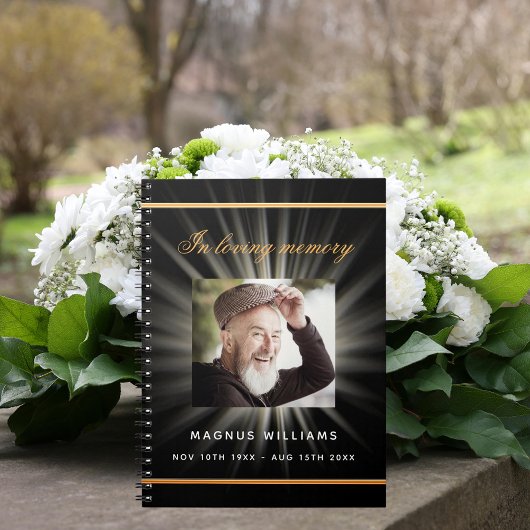 Gästebuchdenkmal-Beerdigung schwarzes Foto Notizblock