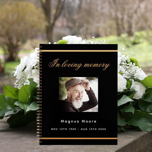 Gästebuchdenkmal-Beerdigung schwarzes Foto Notizblock