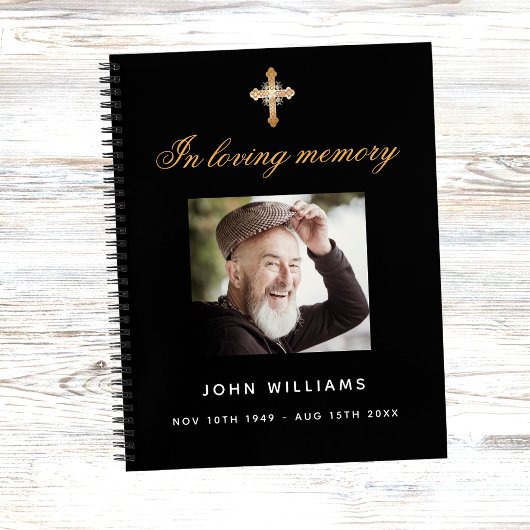 Gästebuchdenkmal-Beerdigung schwarzes Foto Notizblock