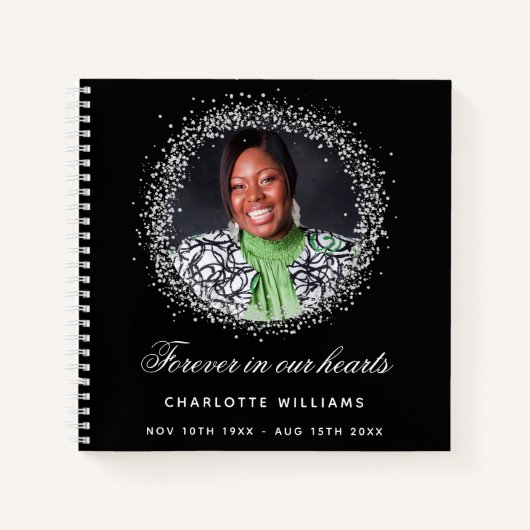 Gästebuchdenkmal Foto schwarz silber Notizblock (Vorderseite)