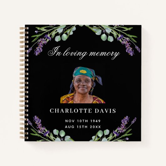 Gästebuchdenkmal-Foto zur Beerdigung schwarzer Flo Notizblock (Vorderseite)