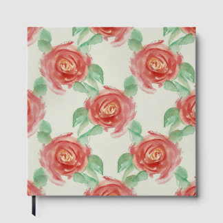 GästebuchElegante rote Rosen Aquarell Blumenmuster Gästebuch