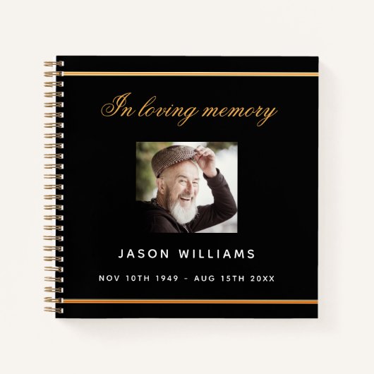 Gästebuchgebet zur Beerdigung des Schwarzen Fotos Notizblock (Vorderseite)