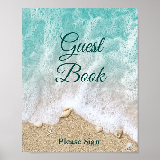 Gästebuchposter mit Strandwellen Poster (Vorne)